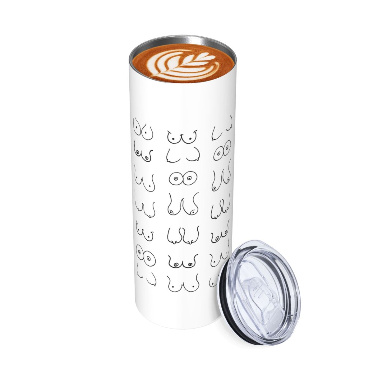 Tumbler 20Oz White - Black And White Tits Drawing Stainless