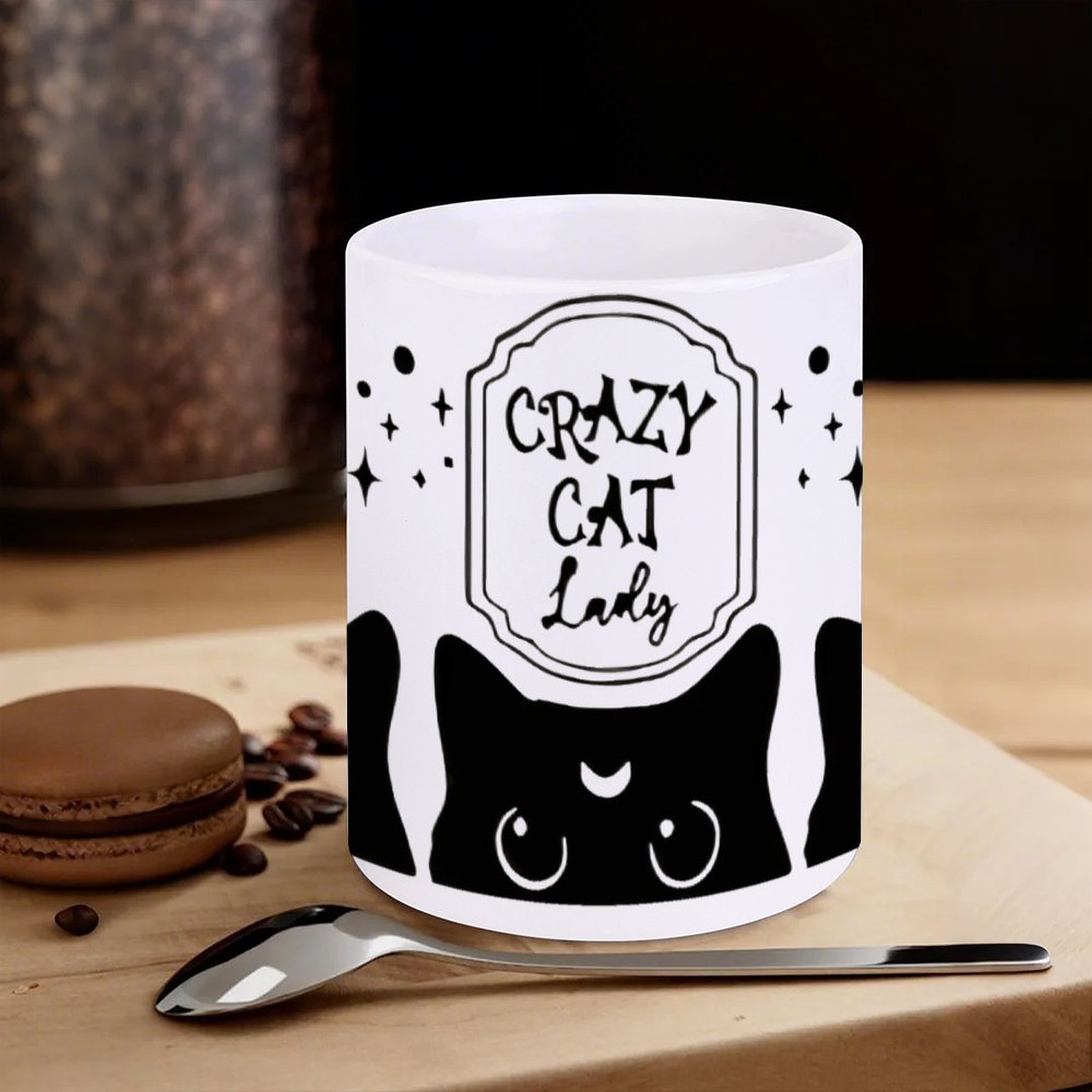 Three Black Cats With Crescent - đánh giá và giá Sublimation Mug White