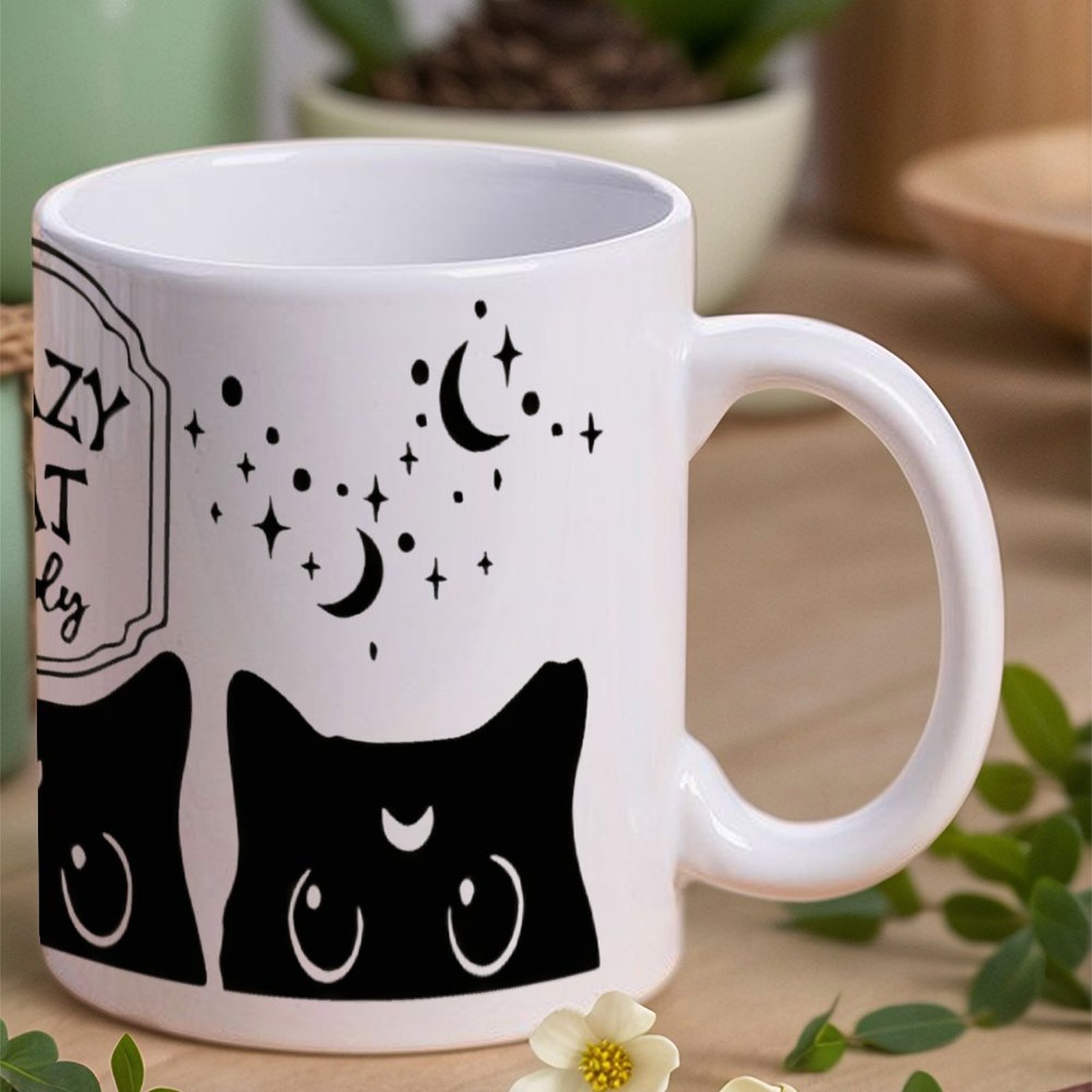 Three Black Cats With Crescent - đánh giá và giá Sublimation Mug White