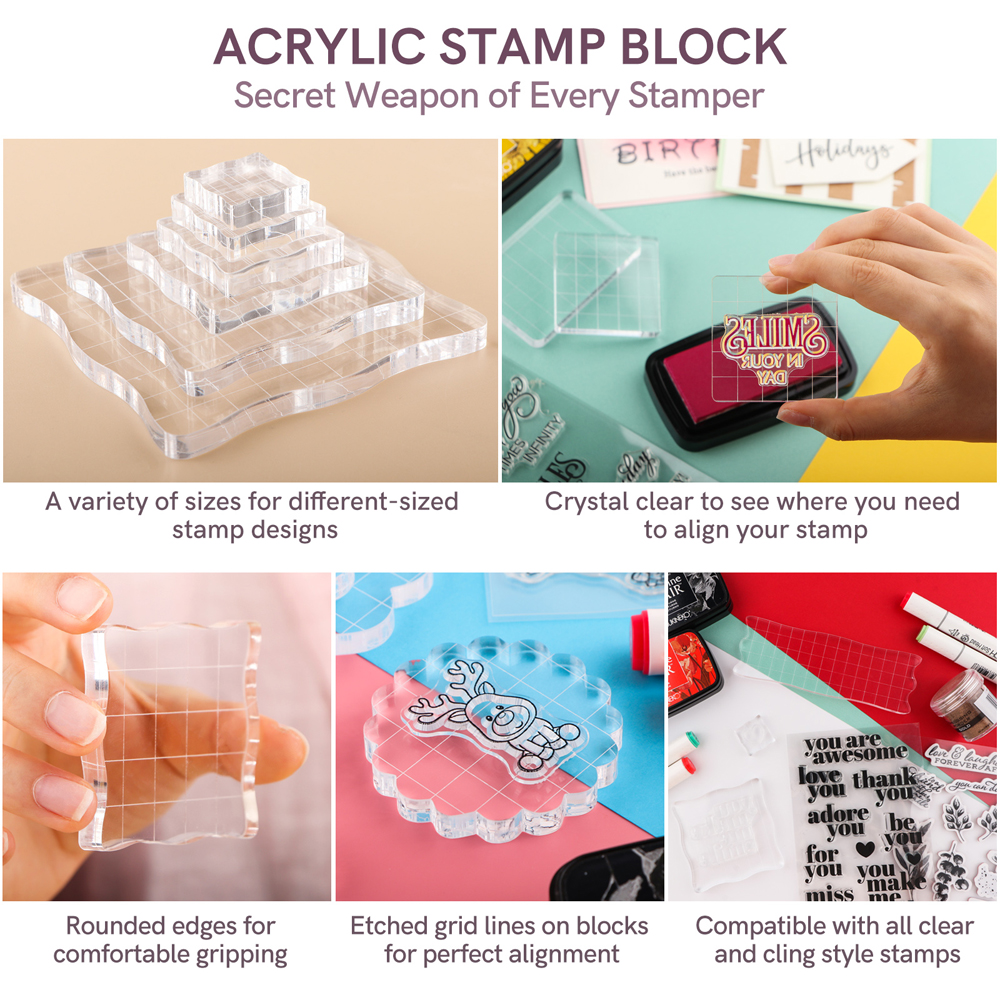 3pcs Clear Acrylic Stamp Block - đánh giá và giá Photo Acrylic Block