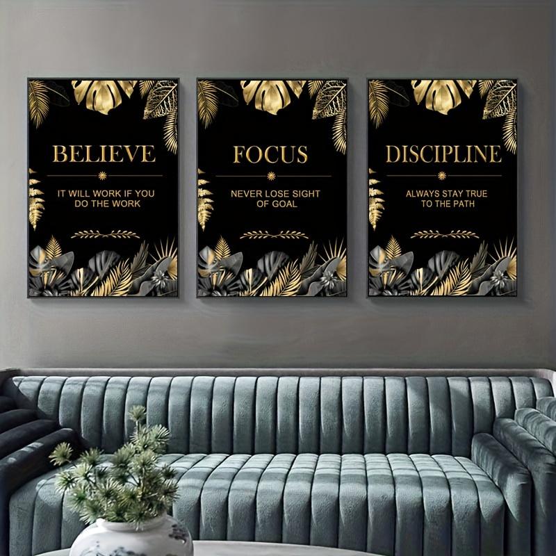 3pcs gold, leaves, text - Mode - đánh giá và giá Canvas Wrap Ready