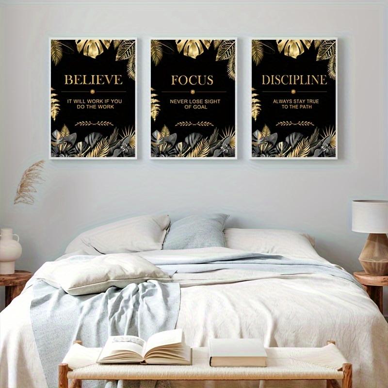 3pcs gold, leaves, text - Mode - đánh giá và giá Canvas Wrap Ready