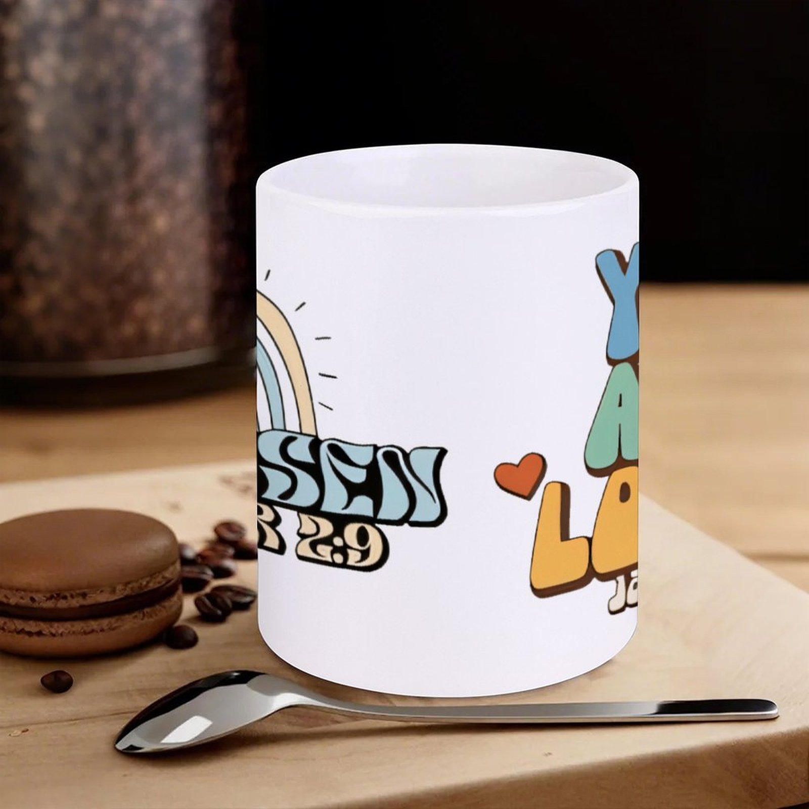 A Rainbow And A Rainbow With T - đánh giá và giá Sublimation Mug White