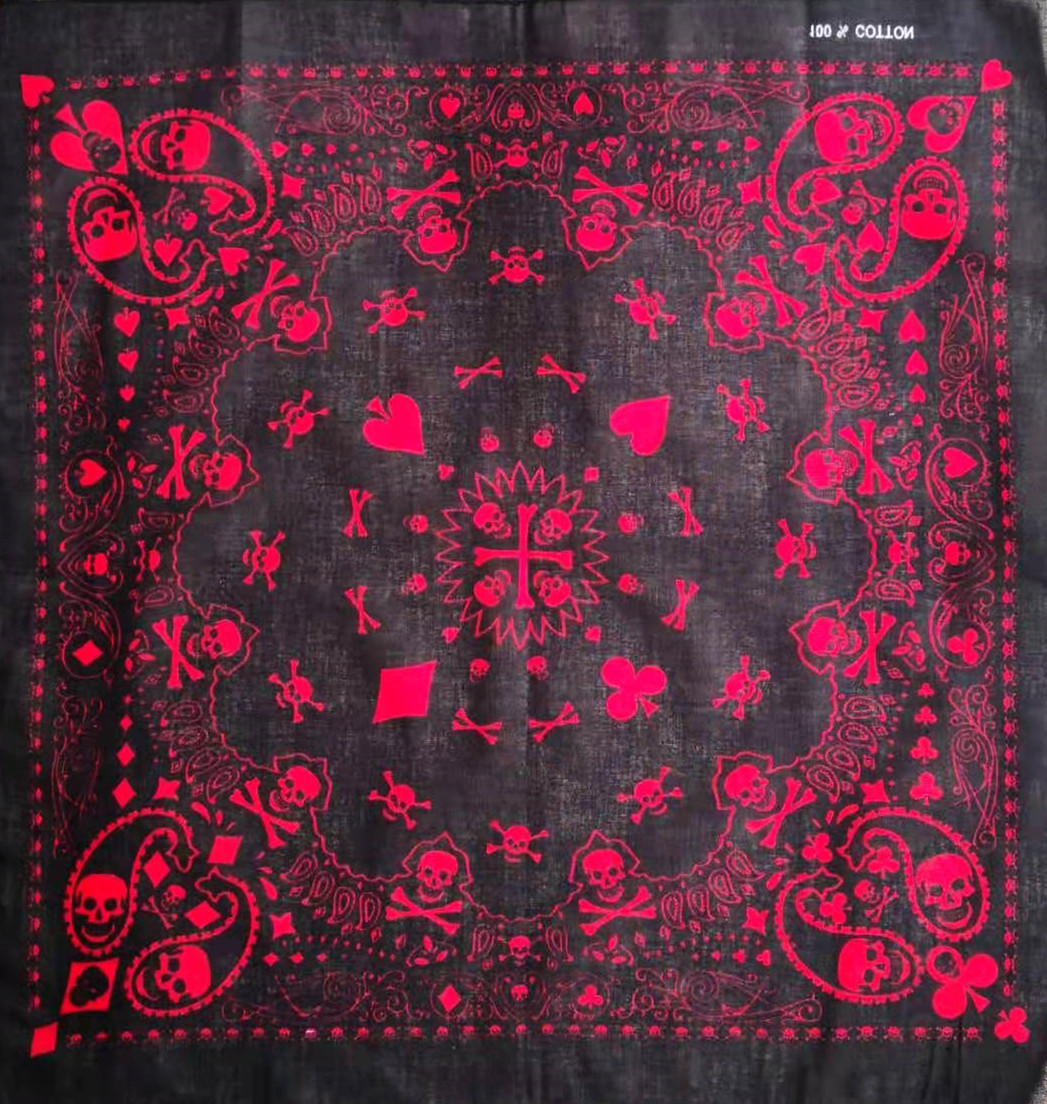 55cm White Black Red Skull Pok - đánh giá và giá Bandana Blank White