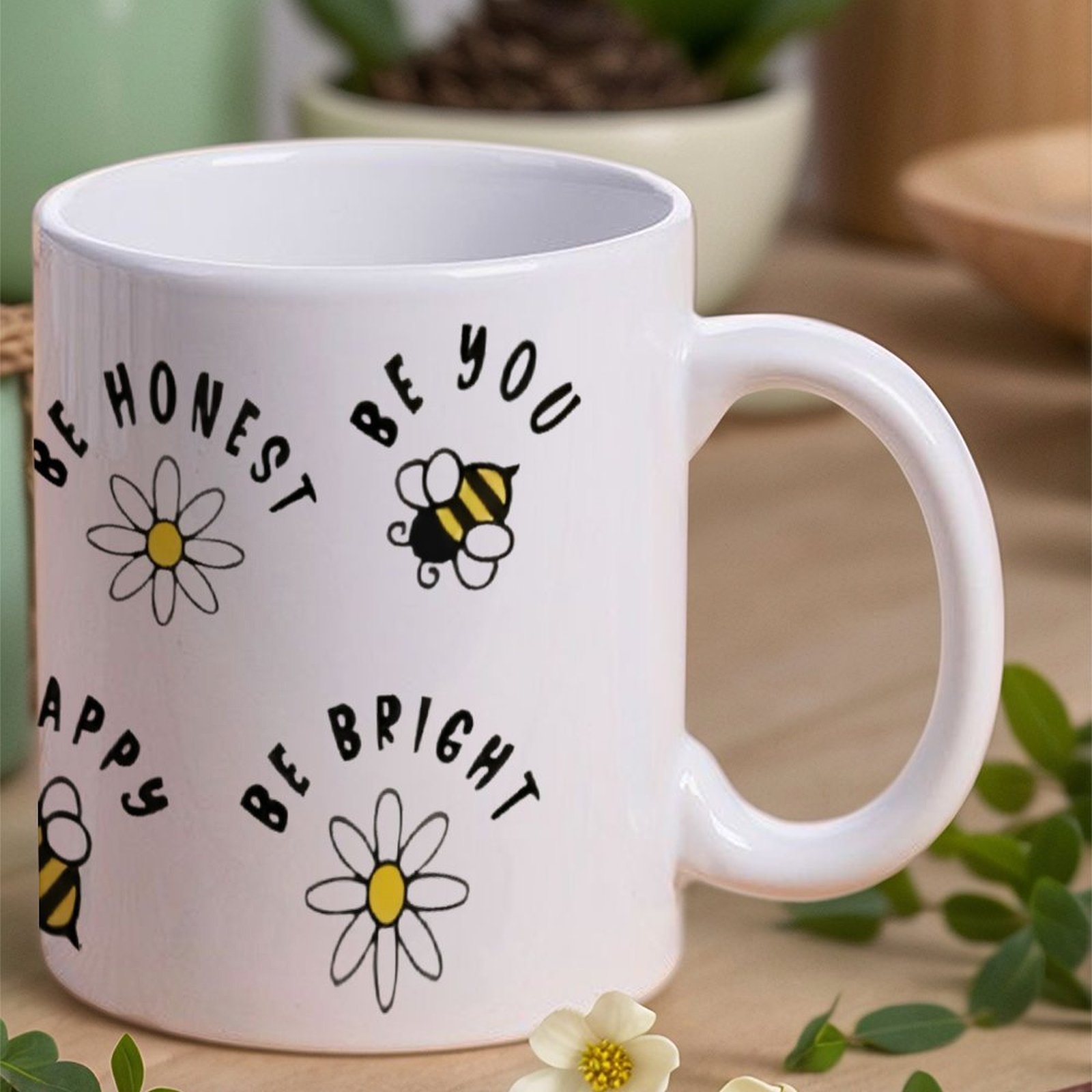 Four Stickers With Bees And Da - đánh giá và giá Sublimation Mug White
