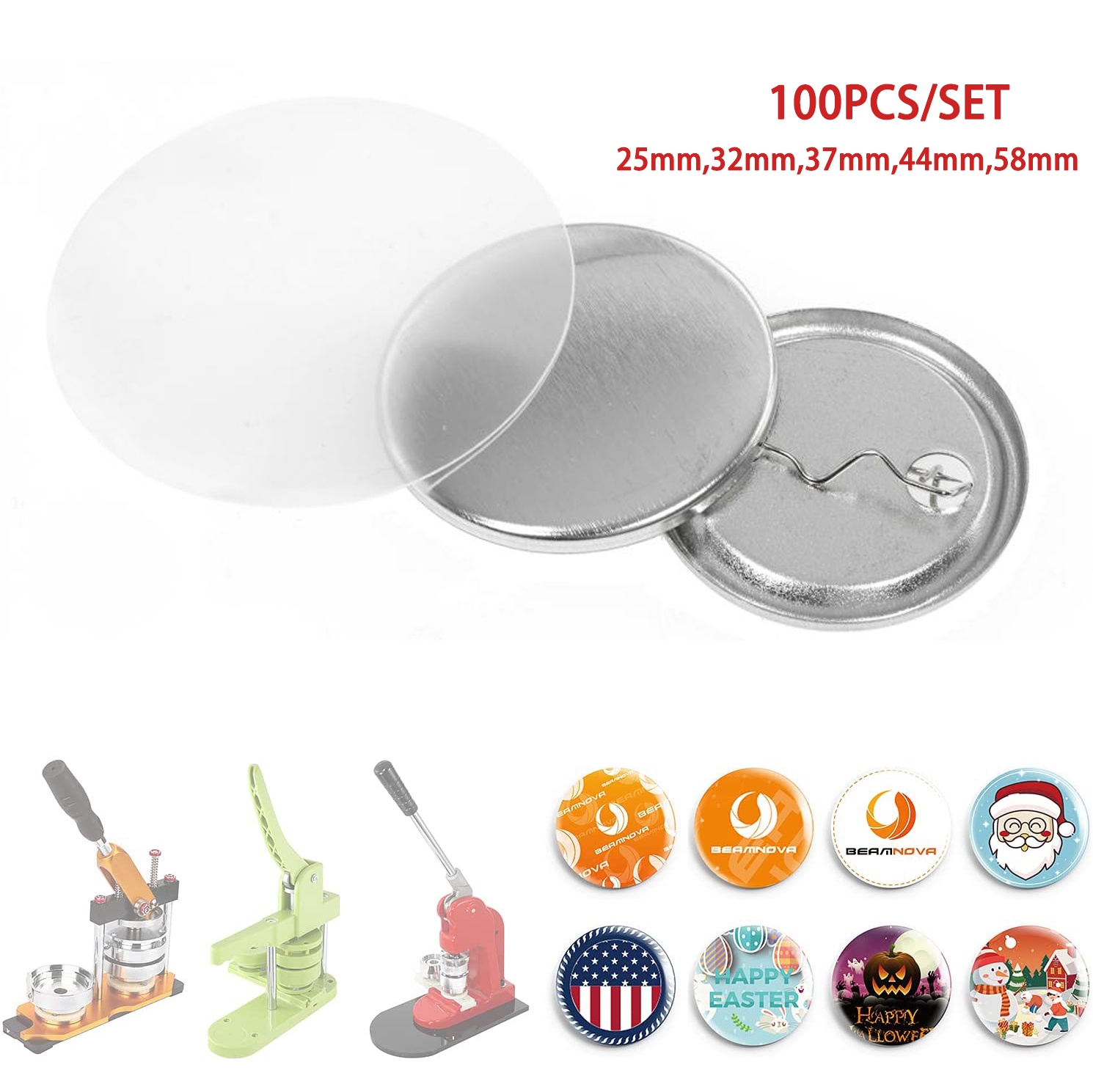 100PCS Metal Back Badge Button - đánh giá và giá Button Badge Blank