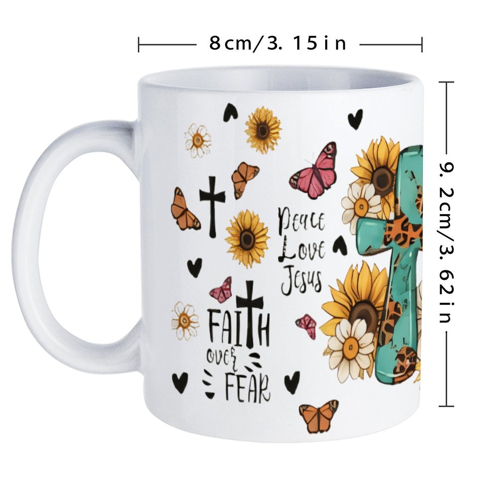 A Cross Surrounded By Sunflowe - đánh giá và giá Sublimation Mug White