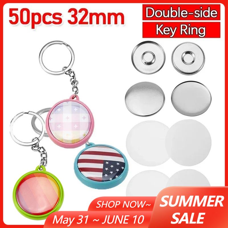 50pcs/Set 32mm Double-side Key - đánh giá và giá Button Badge Blank