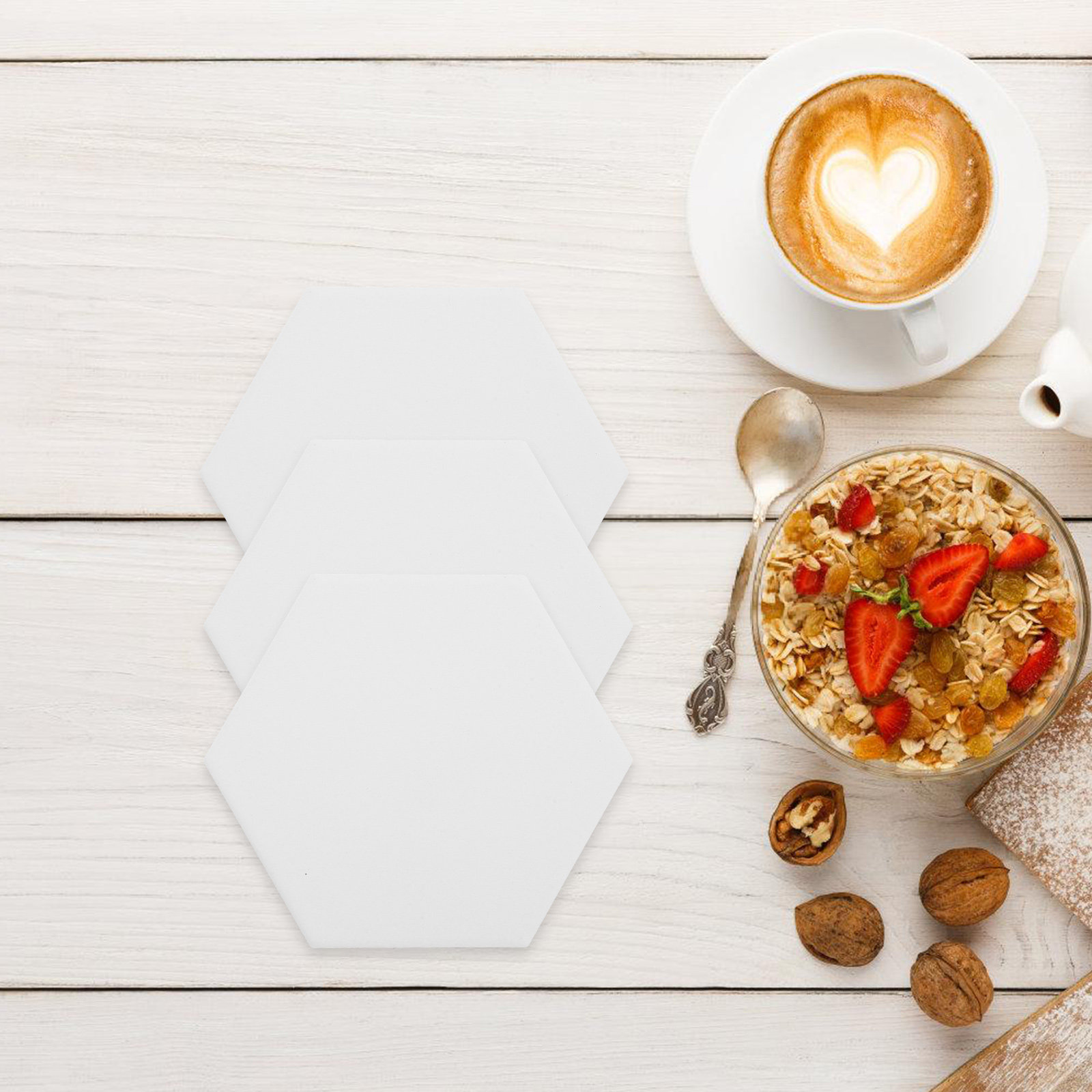 10Set White Hexagonal Ceramic  - đánh giá và giá Coaster Sublimation Blank