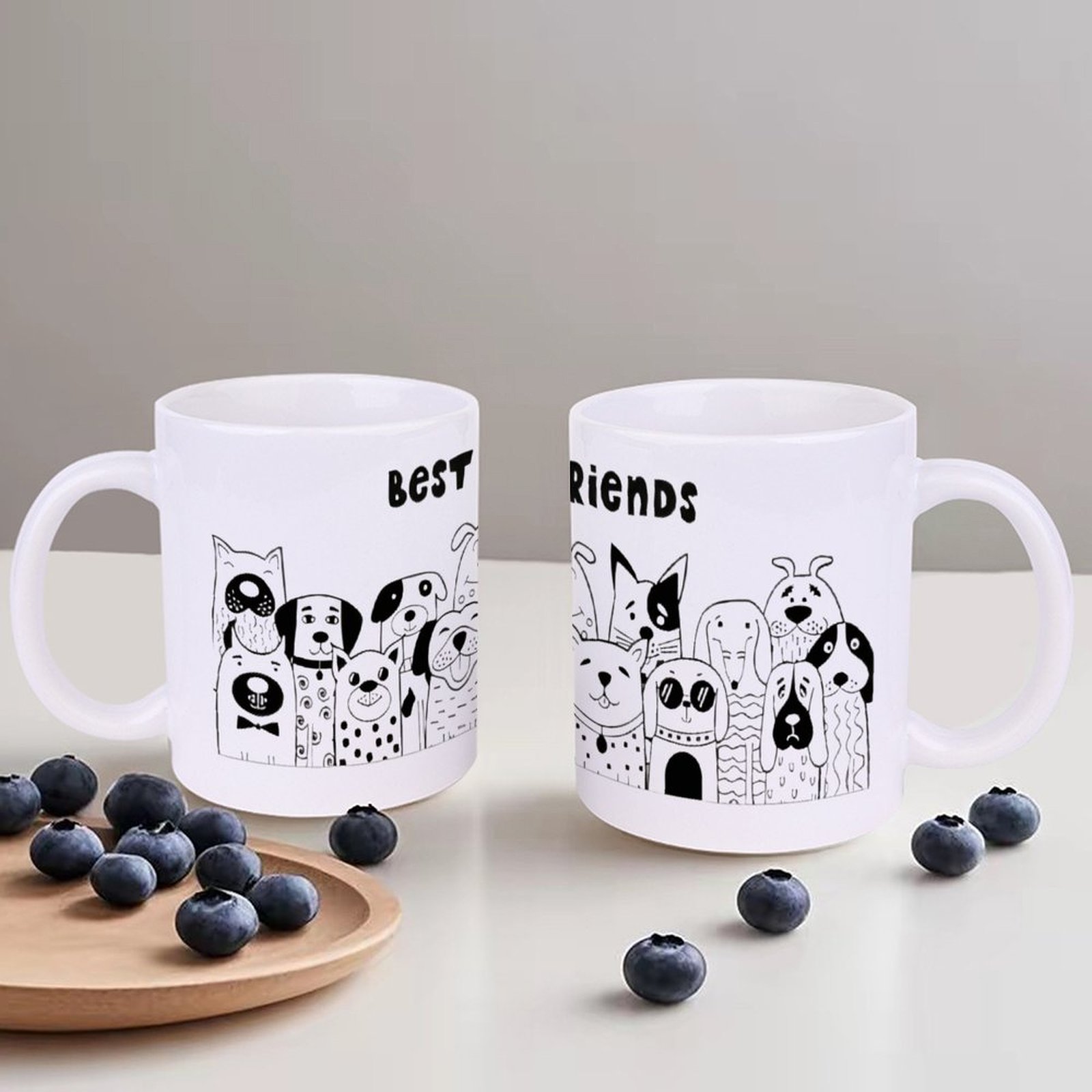 Illustration Of Dogs With The  - đánh giá và giá Sublimation Mug White