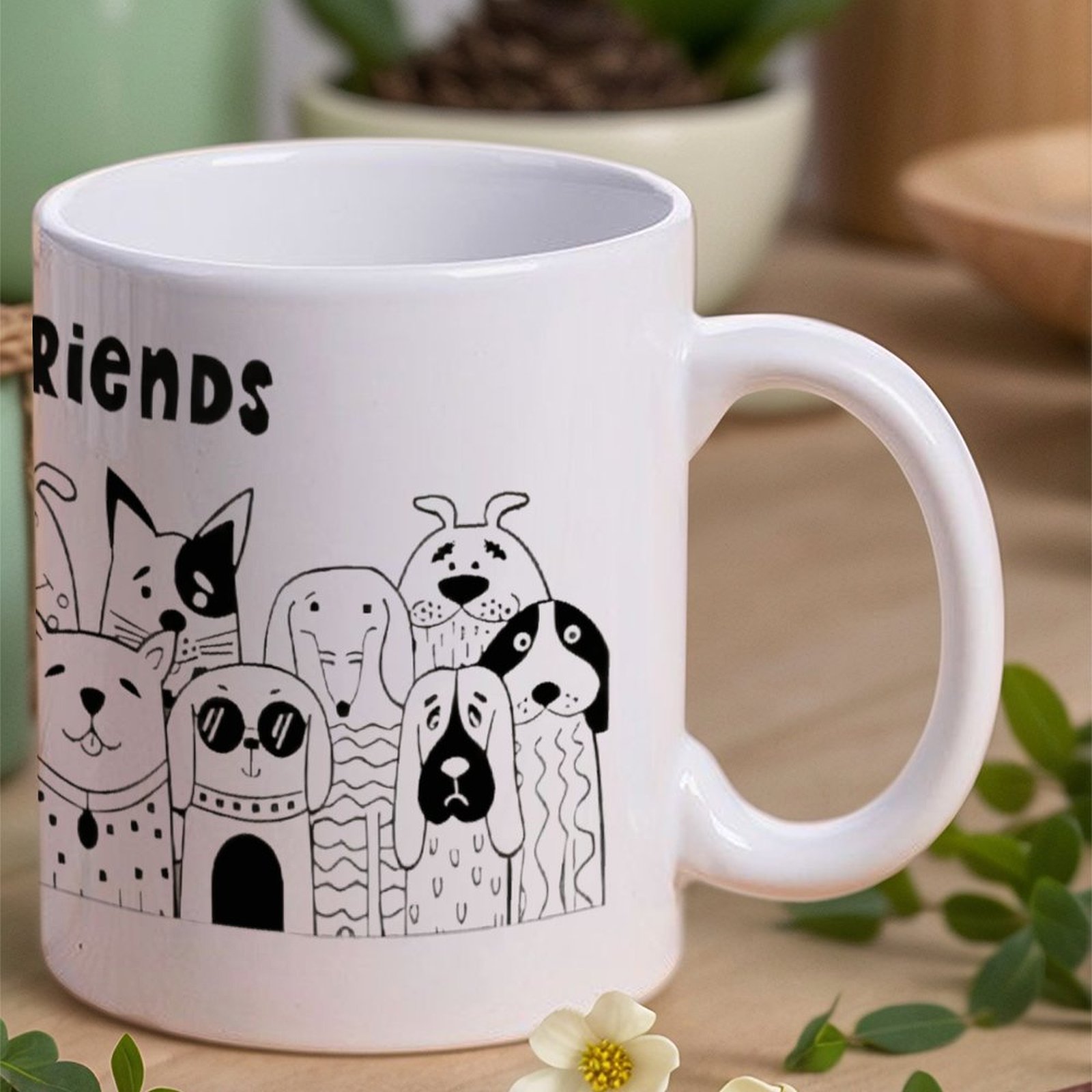 Illustration Of Dogs With The  - đánh giá và giá Sublimation Mug White