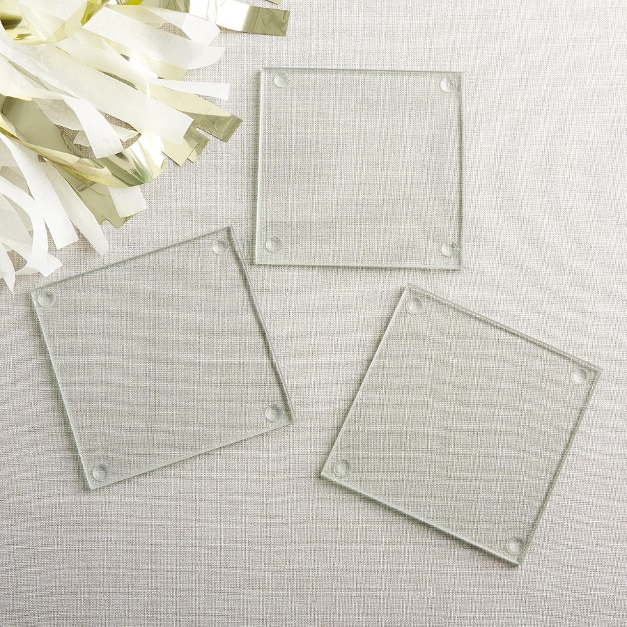 Clear Glass Drink Coasters Set - đánh giá và giá Coaster Sublimation Blank