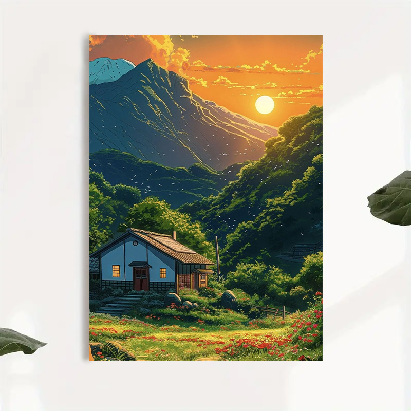 1pc Mountain Cabin Sunset Canv - đánh giá và giá Canvas Wrap Ready